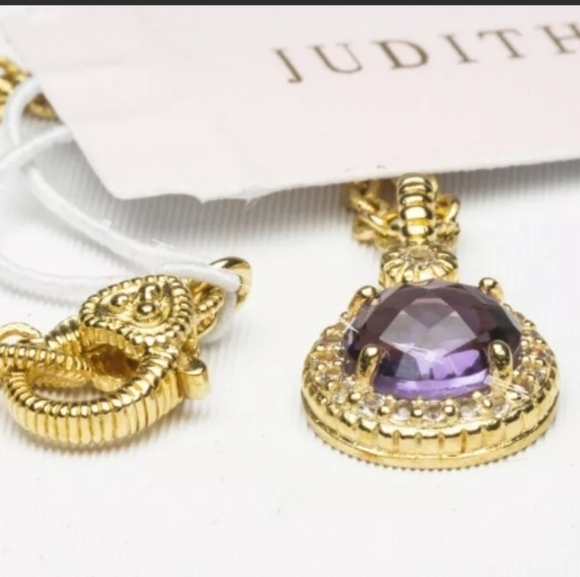 NWT 14K Gold 2 carat Amethyst & White Topaz Pendant Necklace - Picture 2 of 8